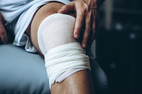 Knee with bandage undergarment underpants misfortune.