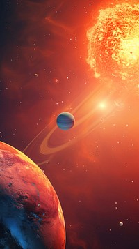  Sun in solar system astronomy universe planet. AI generated Image by rawpixel.