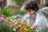 Saudi Arabian kid flower plant gardening.