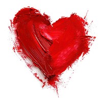 Red heart shape brush stroke backgrounds paint white background.