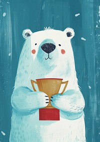 Polar bear holding a trophy animal mammal representation.