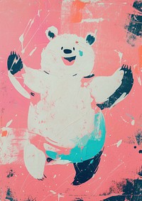 Bear dancing in a carnival festival art abstract painting.