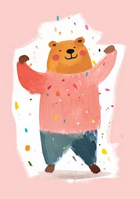 Bear character illustration party with friend mammal paper cute.