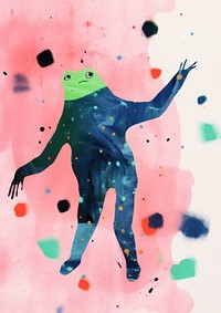 Frog dancing art painting paper.