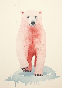 Polar bear illustration holding earth wildlife animal mammal.