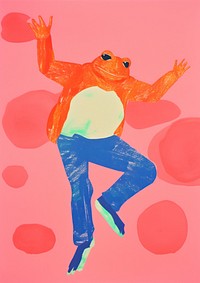 Frog dancing animal art painting.