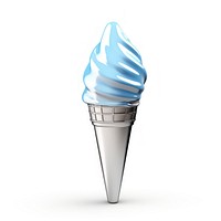 Ice cream cone chrome material dessert food white background.