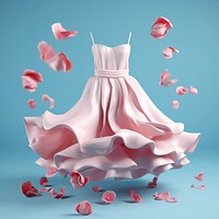 3D surreal of a dress winding with rose petals flower celebration quinceañera.