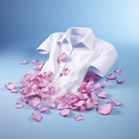 3D surreal of a white shirt with flower petals fragility crumpled clothing.