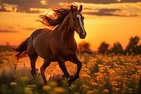 Thoroughbred stallion animal mammal sunset.