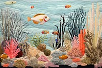 Fishes with coral reef aquarium outdoors painting.