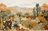 Oasis in desert landscape outdoors painting.