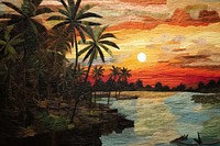 Sunset at bali outdoors painting nature.