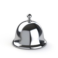 Bell icon Chrome material silver white background lighting.