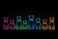 Puppies border neon mammal animal. AI generated Image by rawpixel.