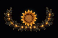 Sunflower border pattern inflorescence illuminated. AI generated Image by rawpixel.