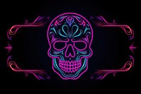 Skull border neon light illuminated. AI generated Image by rawpixel.