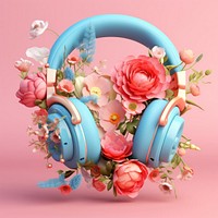 Headphone mash up with flowers headphones headset plant.