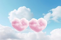 Couple heart shaped as a clouds with the vanilla sky background balloon tranquility cloudscape.
