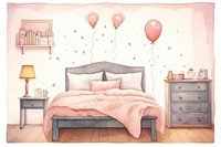 Bedroom furniture balloon architecture. AI generated Image by rawpixel.