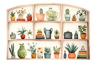 Bookcase shelf plant white background. AI generated Image by rawpixel.