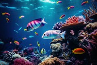 Fish swimming underwater aquarium outdoors.