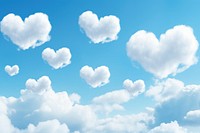 Hearts shaped clouds in the blue sky backgrounds outdoors nature.