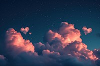 Hearts shaped clouds in the night sky backgrounds outdoors nature.