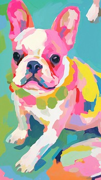 French bulldog abstract painting cartoon.