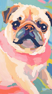 Pug dog painting art backgrounds.