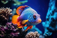 Spotted tropical fish aquarium outdoors swimming.