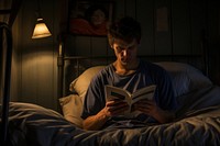 A man reading bed publication furniture. AI generated Image by rawpixel.