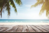 Beach and coconut trees backgrounds outdoors horizon. AI generated Image by rawpixel.