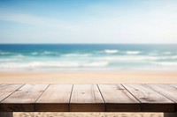 Beach table wood furniture. AI generated Image by rawpixel.