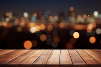 City night bokeh table wood architecture. AI generated Image by rawpixel.