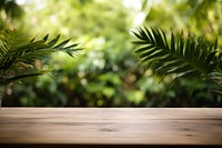 Tropical leaves table outdoors nature. AI generated Image by rawpixel.