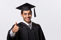 Young university graduate indian man graduation pointing student. 