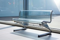 Airport bench furniture architecture flooring.