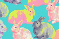  Rabbit backgrounds pattern animal. AI generated Image by rawpixel.