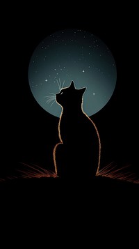  Cat silhouette astronomy animal. 