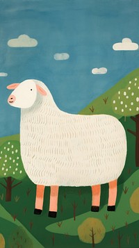 A sheep livestock painting animal.