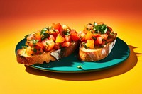 Bruschetta food bread plate. AI generated Image by rawpixel.