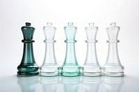 3d transparent glass style of chess game white background intelligence.