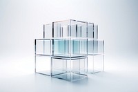3d transparent glass style of cube white background simplicity furniture.