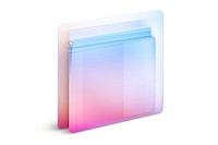 3d transparent glass style of folder icon white background rectangle letterbox.