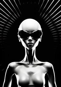 An alien glasses black white.