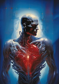 A human heart bodybuilder futuristic technology.