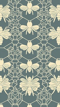  Bee wallpaper pattern line. AI generated Image by rawpixel.