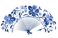 Chinese fan pattern flower white background.