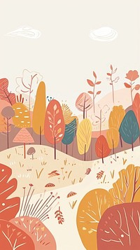 Cute autumn scenery illustration outdoors pattern drawing.